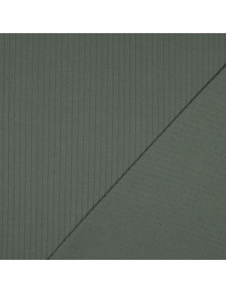 Light ribbed cotton jersey fabric - Dark green
