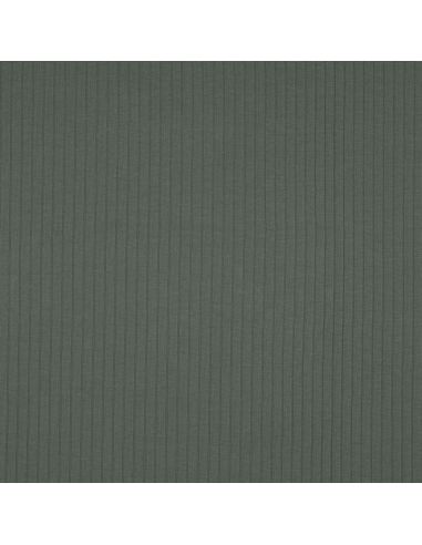 Light ribbed cotton jersey fabric - Dark green