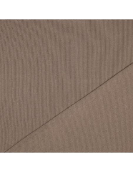 Fine ribbed cotton jersey fabric - Taupe