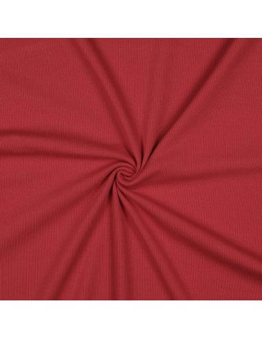Fine ribbed cotton jersey fabric - Dark red