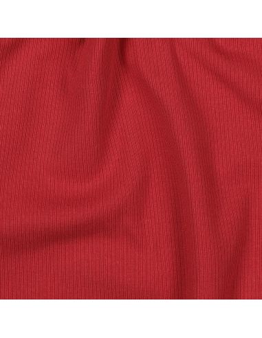 Fine ribbed cotton jersey fabric - Dark red
