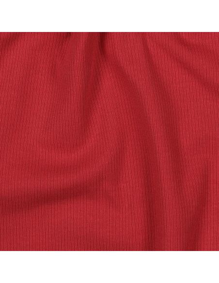 Fine ribbed cotton jersey fabric - Dark red