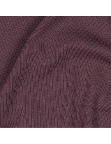 Fine ribbed cotton jersey fabric - Plum