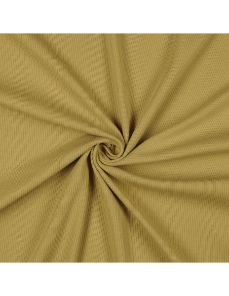 Fine ribbed cotton jersey fabric - Ochre