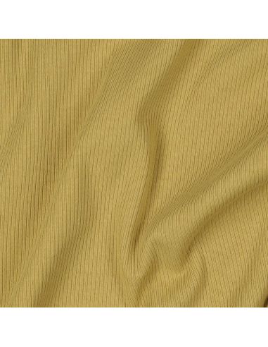 Fine ribbed cotton jersey fabric - Ochre