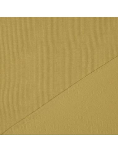 Fine ribbed cotton jersey fabric - Ochre