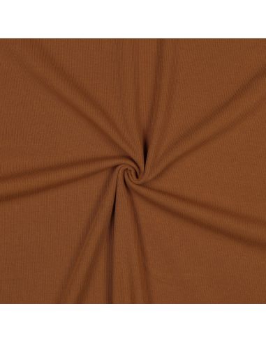 Fine ribbed cotton jersey fabric - Cognac
