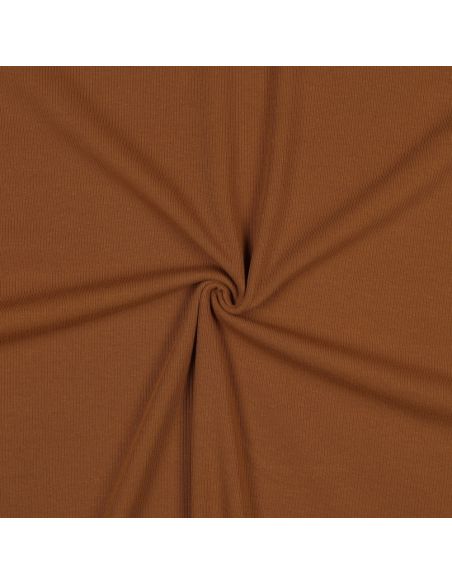 Fine ribbed cotton jersey fabric - Cognac
