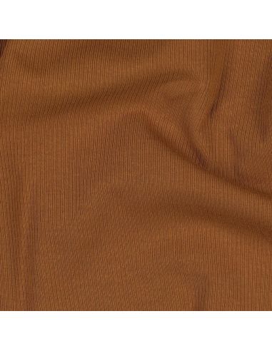 Fine ribbed cotton jersey fabric - Cognac
