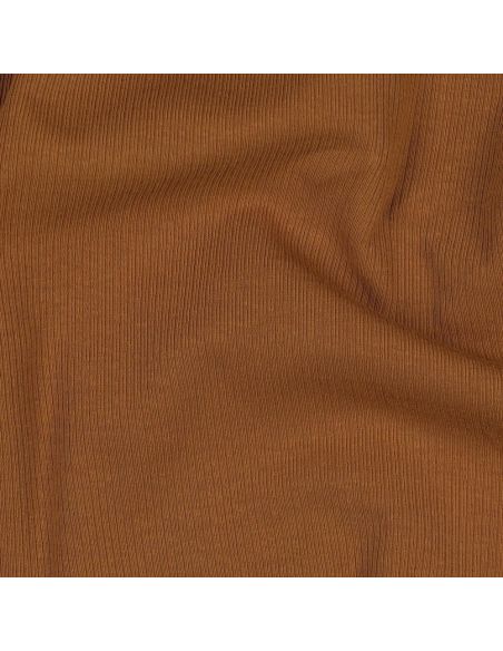 Fine ribbed cotton jersey fabric - Cognac