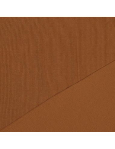 Fine ribbed cotton jersey fabric - Cognac