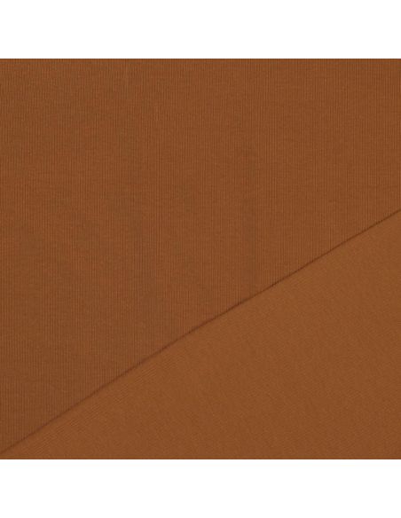 Fine ribbed cotton jersey fabric - Cognac