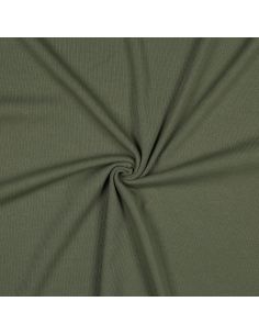 Fine ribbed cotton jersey fabric - Khaki