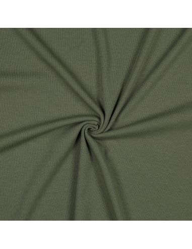 Fine ribbed cotton jersey fabric - Khaki