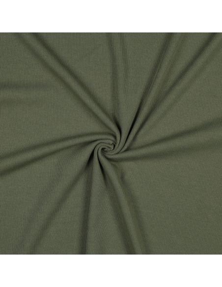 Fine ribbed cotton jersey fabric - Khaki