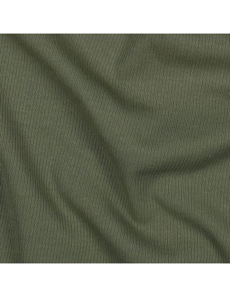 Fine ribbed cotton jersey fabric - Khaki