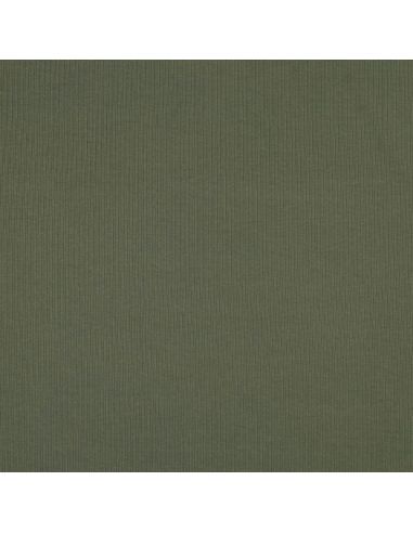Fine ribbed cotton jersey fabric - Khaki