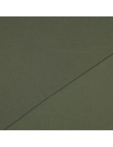 Fine ribbed cotton jersey fabric - Khaki