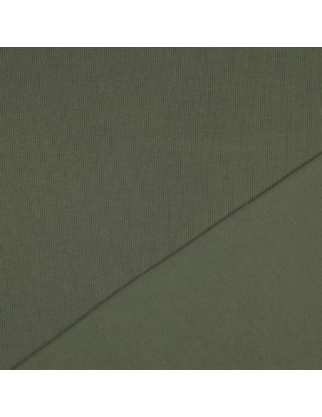 Fine ribbed cotton jersey fabric - Khaki