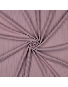 Light ribbed cotton jersey fabric - Mauve