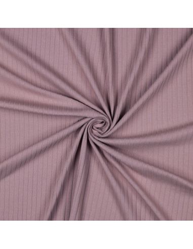 Light ribbed cotton jersey fabric - Mauve
