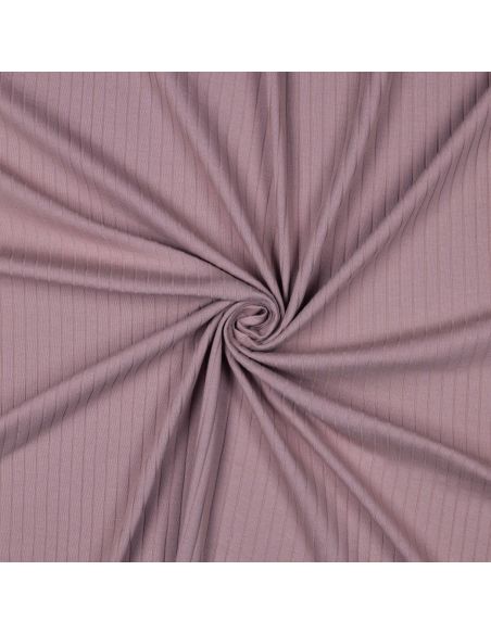 Light ribbed cotton jersey fabric - Mauve