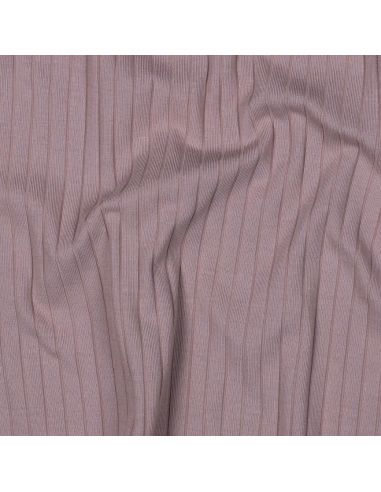 Light ribbed cotton jersey fabric - Mauve