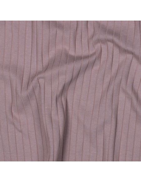 Light ribbed cotton jersey fabric - Mauve
