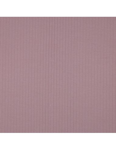 Light ribbed cotton jersey fabric - Mauve