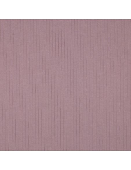 Light ribbed cotton jersey fabric - Mauve