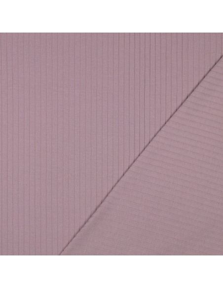 Light ribbed cotton jersey fabric - Mauve