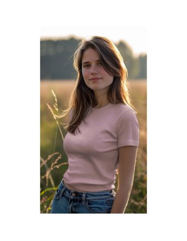 Light ribbed cotton jersey fabric - Mauve
