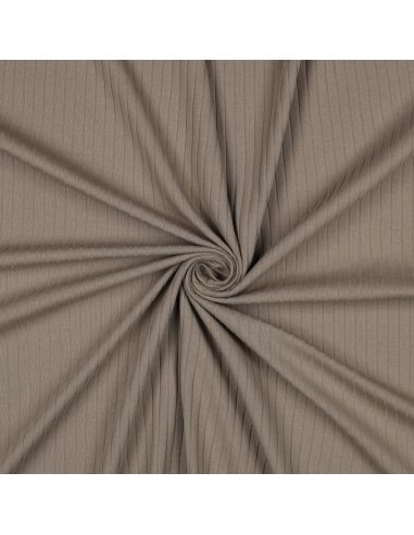 Light ribbed cotton jersey fabric - Taupe