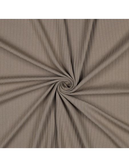 Light ribbed cotton jersey fabric - Taupe