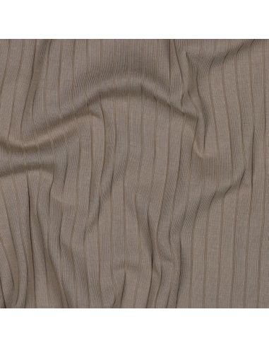 Light ribbed cotton jersey fabric - Taupe