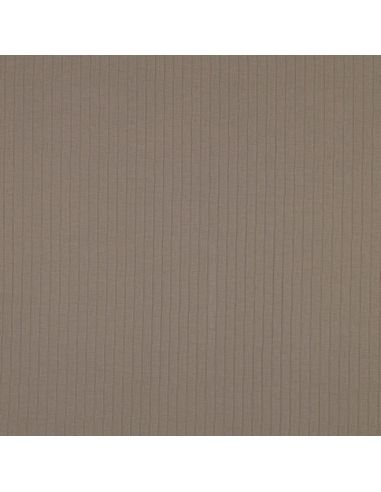 Light ribbed cotton jersey fabric - Taupe