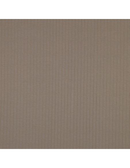 Light ribbed cotton jersey fabric - Taupe