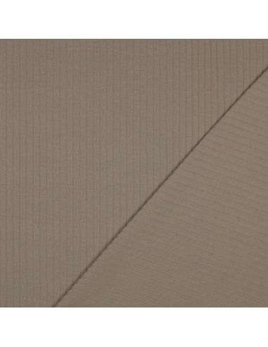 Light ribbed cotton jersey fabric - Taupe