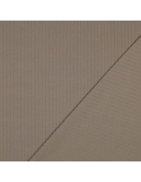 Light ribbed cotton jersey fabric - Taupe