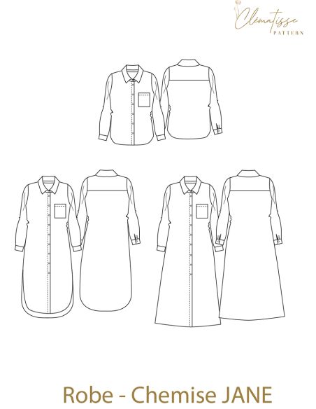 Jane Shirt Dress Pattern - Clématisse Pattern