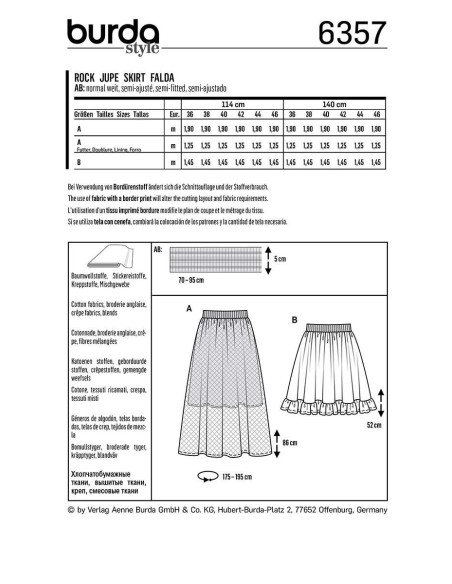 Skirt pattern - Burda 6357