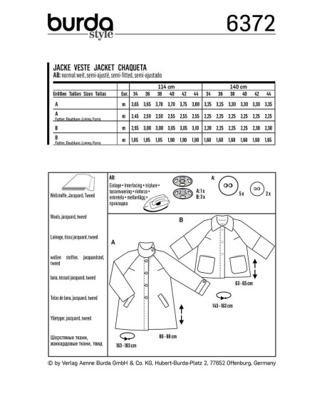Jacket pattern - Burda 6372