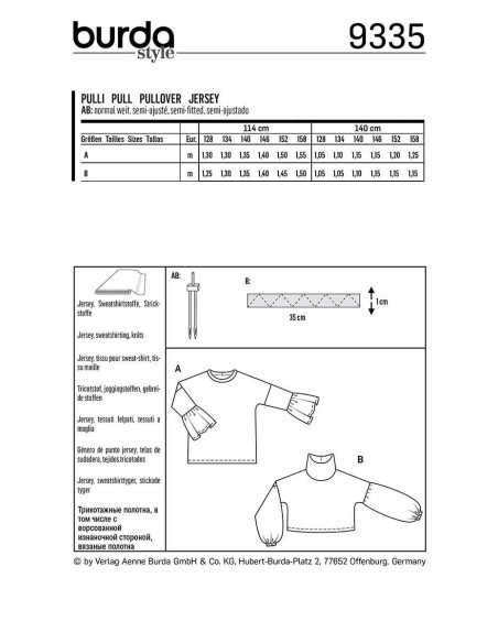 Sweater pattern - Burda 9335
