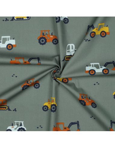 Construction machinery cotton poplin fabric - Verdigris