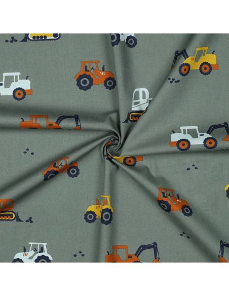 Construction machinery cotton poplin fabric - Verdigris
