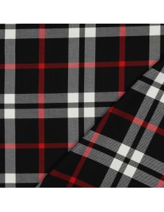 Scottish tartan fabrics - Black, white, and red