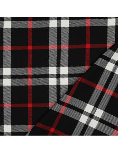 Scottish tartan fabrics - Black, white, and red