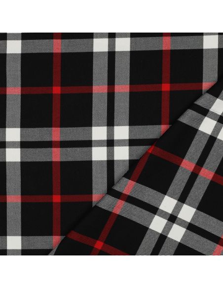 Scottish tartan fabrics - Black, white, and red