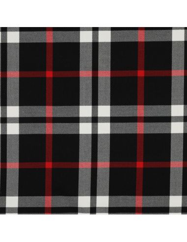 Scottish tartan fabrics - Black, white, and red