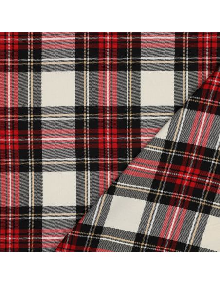 Scottish tartan fabrics - Black, red, yellow, and white